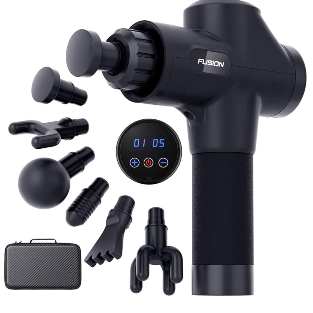 Fusion Black Massage Gun with Attachments